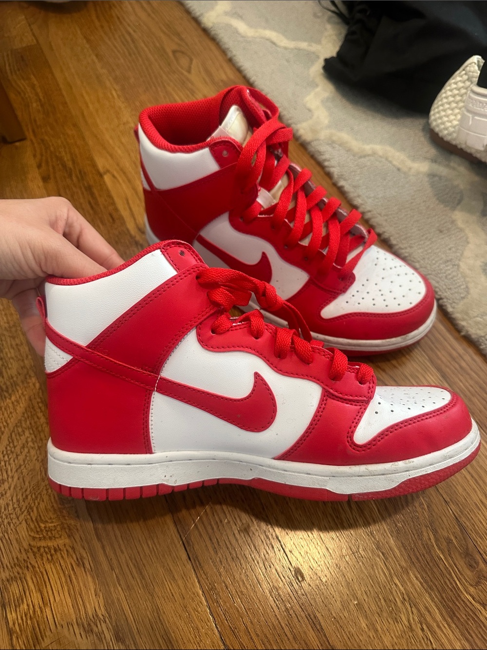 Nike Kids Red and White High-Top Sneakers